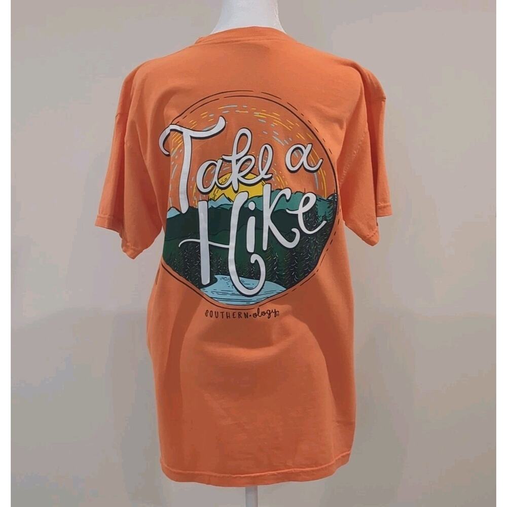 Comfort Colors Womens M Orange Graphic Take A Hike T-shirt Short Sleeve Casual